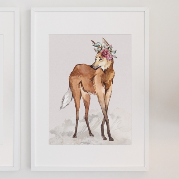 Maned Wolf Watercolor Illustration Wall Art Print Poster Unframed - Picture 4 of 17